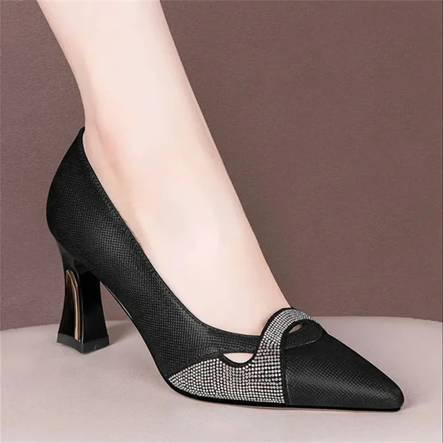 Women Classic Navy Blue Crystal Shining High Heel Shoes Lady Spring & Summer Comfort Stylish Pumps Mulheres De Salto Alto E357 4