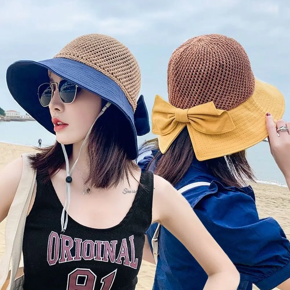 Women Bucket Sunshade Hat Summer UV Protection Sun Hats Soft Foldable Wide Brim Outdoor Beach Hat Panama Sun Cap 4