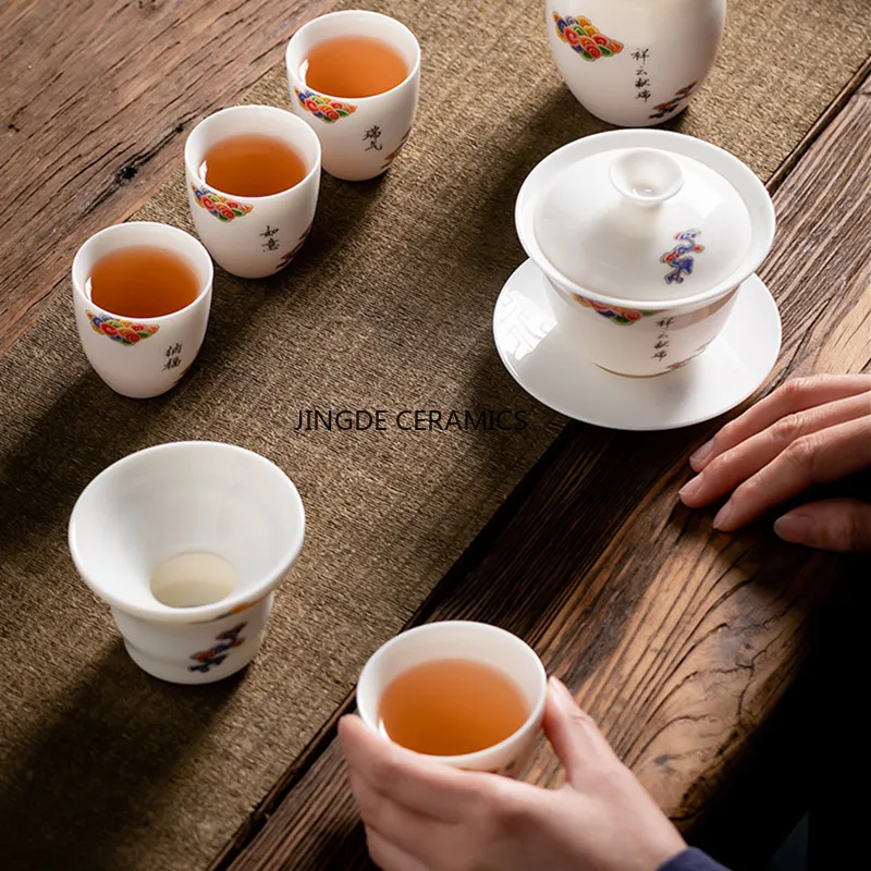 1 قطعة النمط الصيني الأبيض الخزف فنجان شاي الكونغ...