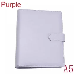 Vintage Leather Refillable Notebook with Ring Binder and Document Organizer (A5 purple)