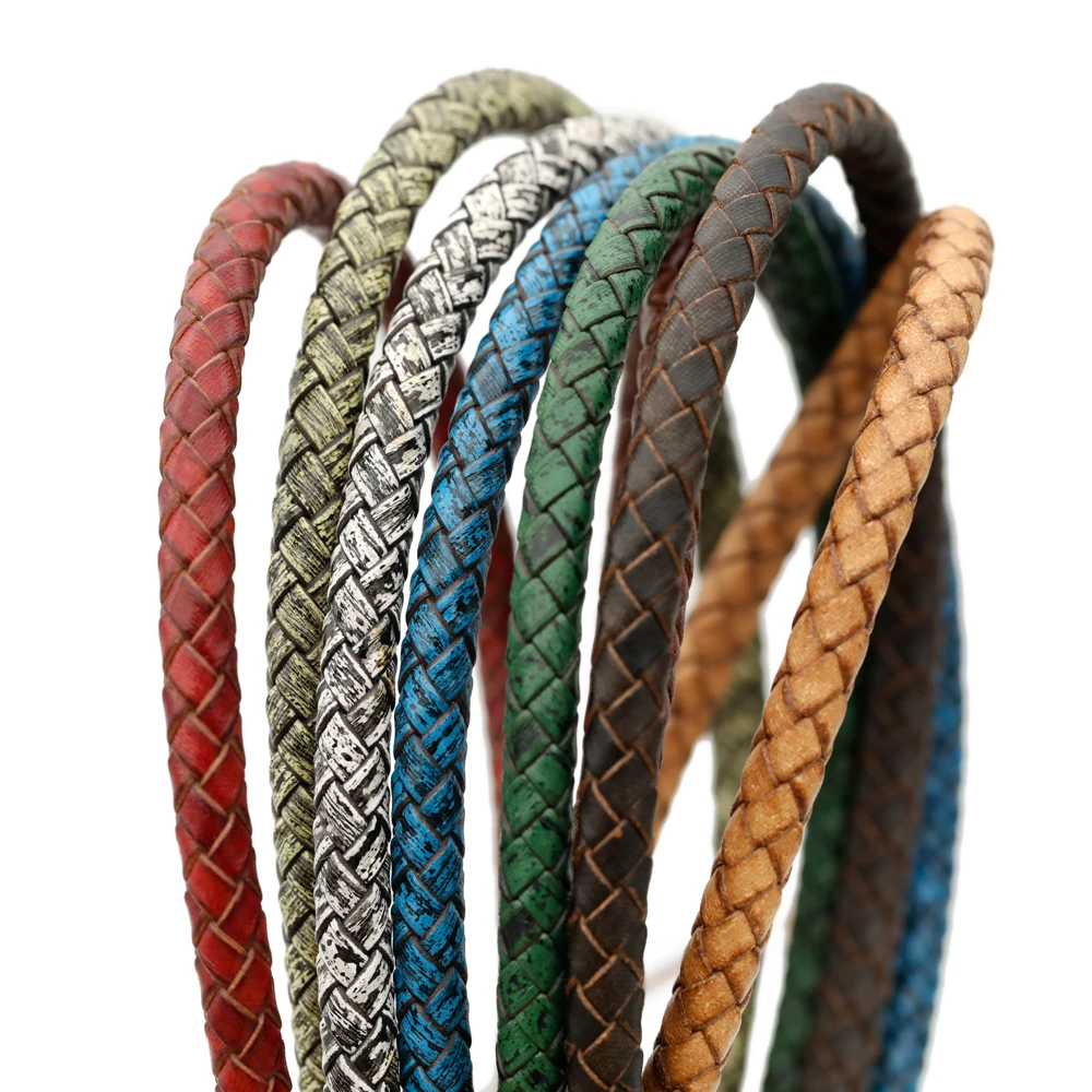 2meters Retro Colours Braided Genuine Leather Bracelet Findings