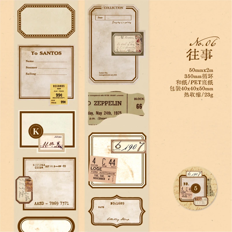 Vintage Retro Label Sticker Roll for Journaling and DIY Crafts
