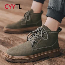 

CYYTL Fashion Men's Ankle Boots Casual Outdoor Leather Walking Shoes Motorcycle Tooling Water Resistant Work Male Short Booties