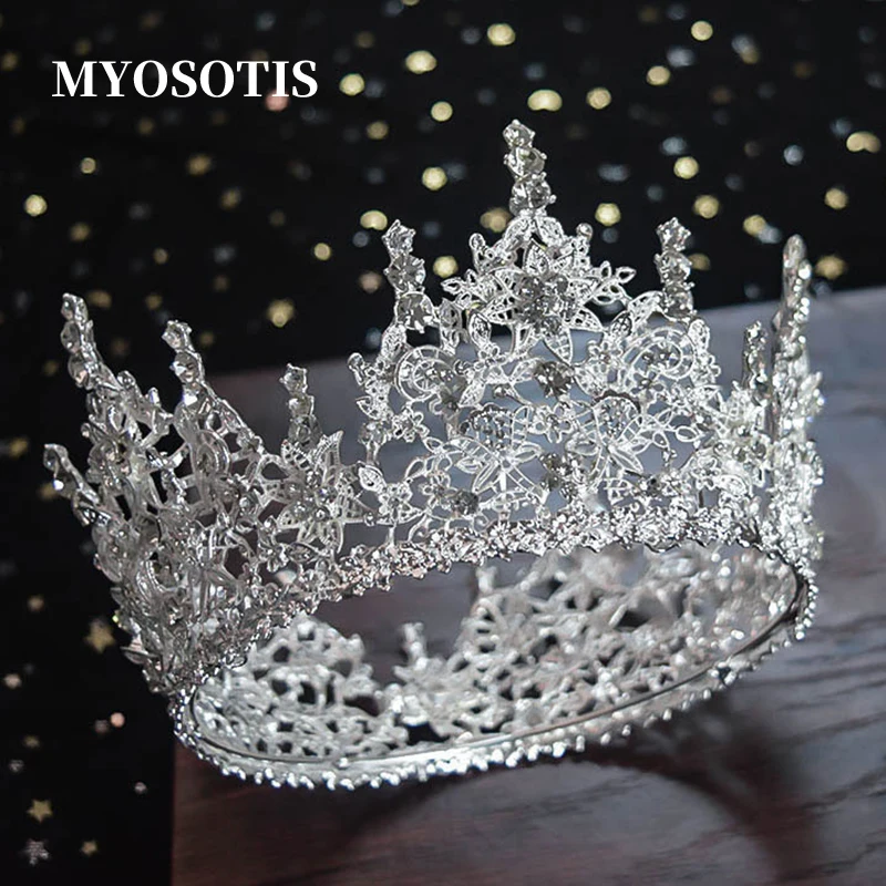 

Baroque Round Circle Tiara Crown Hair Accessories Bride Party Graduation Headdress Wedding Hair Ornament
