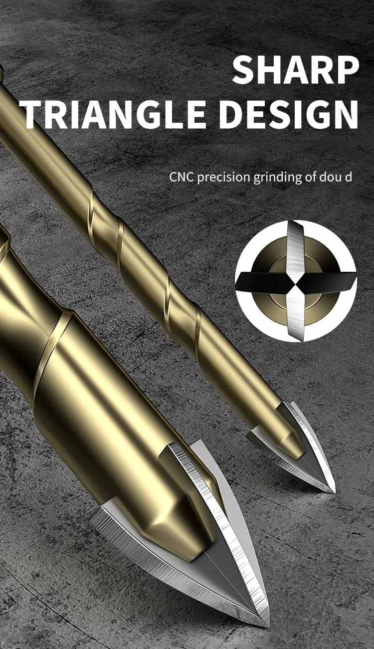 Drill Bits 1Pcs 3-12mm Cross Hexagon Tile Drill Multifunctional Four-edged Drilling Tool Concrete Hole Opener Cross Tile Drill Bit