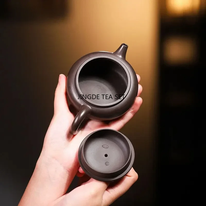 140ml Yixing Purple Clay Pot Handmade Raw Mineral Black Vermilion Beauty Pot Chinese Kung Fu Tea Set