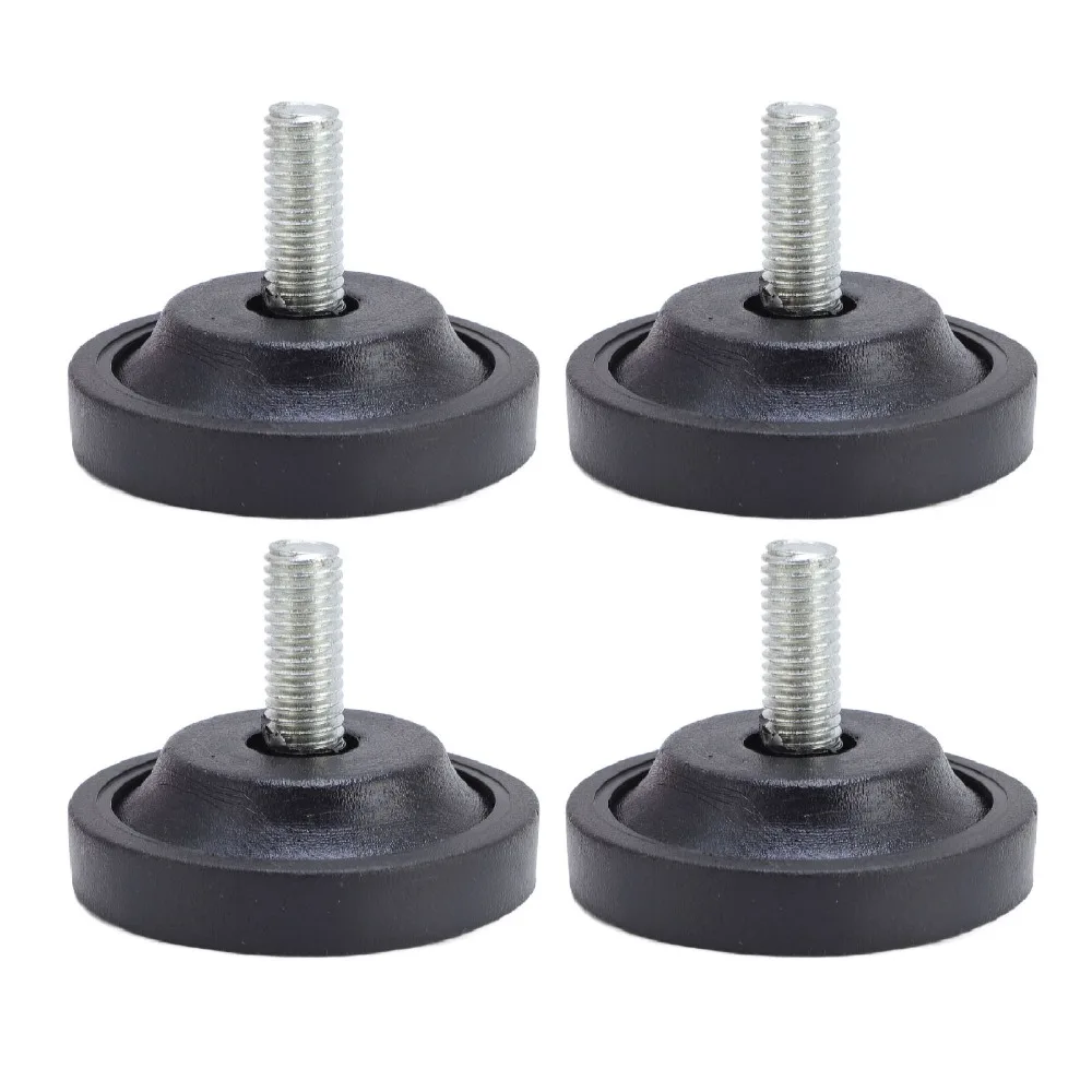 4pcs M10 고무 발에 나사가 있는 나사형 나사 검정색 직경 58mm 조정 가능한 가구 레벨러 고무 고무 발 범퍼