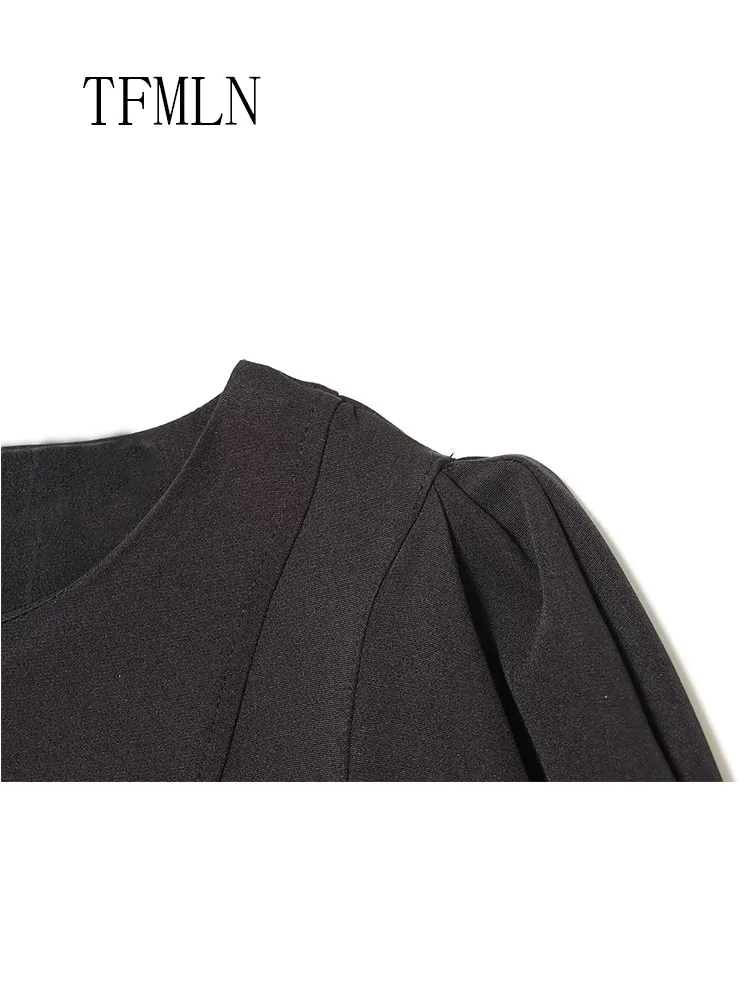 Spring Summer Women Puff Sleeve Mini Dress 2026 Elegant Simple O-neck Slim Causal Dress Sweet Evening Party Solid Dress