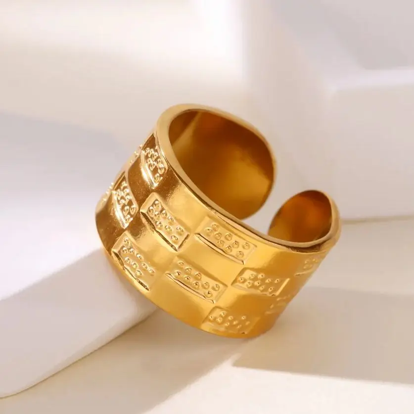 Stainless Steel Irregular Geometric Wide Ring for Women