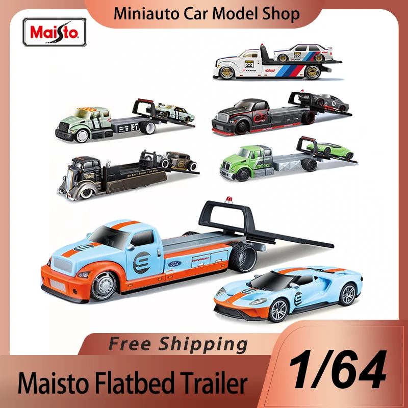 Maisto-mesa reboque transporte reboque, modelo diecast miniatura liga, Ford Gt Coe brinquedos, 1:64, em estoque
