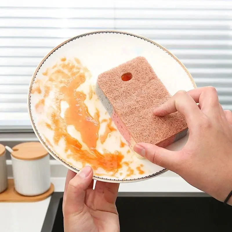 5pcs Kitchen Double-sided Cleaning Sponge, Dishwashing and Stain Removal Sponge, Wiping Cloth, Cleaning Tool