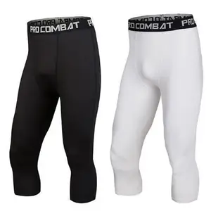 Men's 3/4 Compression Tights Leggings Basketball Safety Anti-Collision Pants  Training With Knee Pads Protector Sports Trousers - AliExpress
