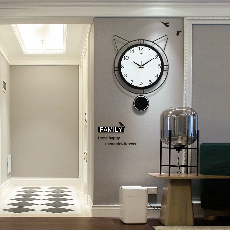 

Современный дизайн, милый кот, дизайн, железные настенные украшения, часы, предназначенные для покупки, от китайских производителей