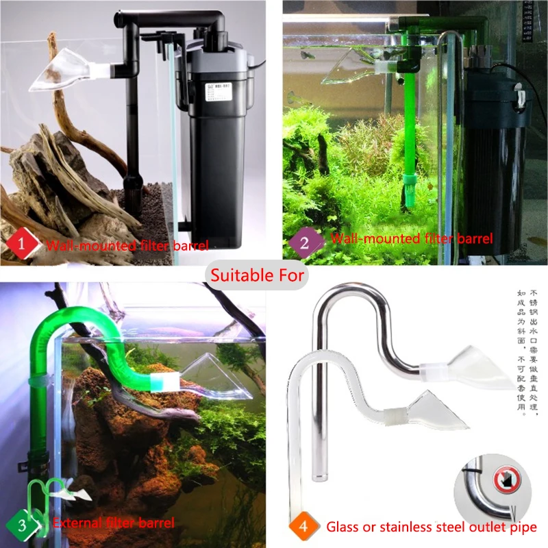Aquarium Accessories Acrylic Aquarium Fish Tank Water Pump Filter Water Outlet Nozzle Return Pipe Fitting