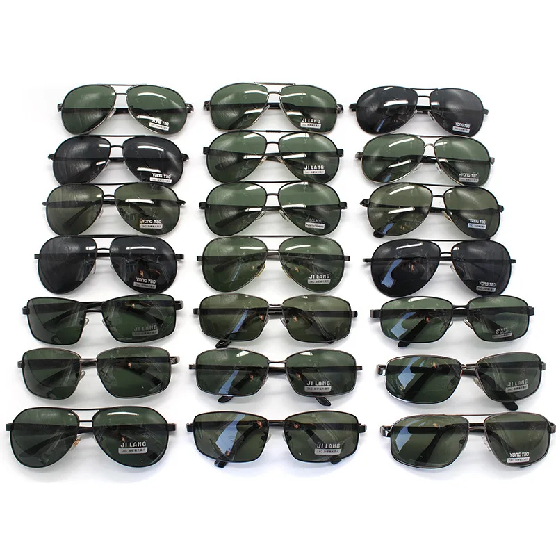 Vazrobe 20 Pcs/lot Whole Sunglasses Polarized Men Women Aviation/rectangle Black G15 Lens Mix Models Cheap