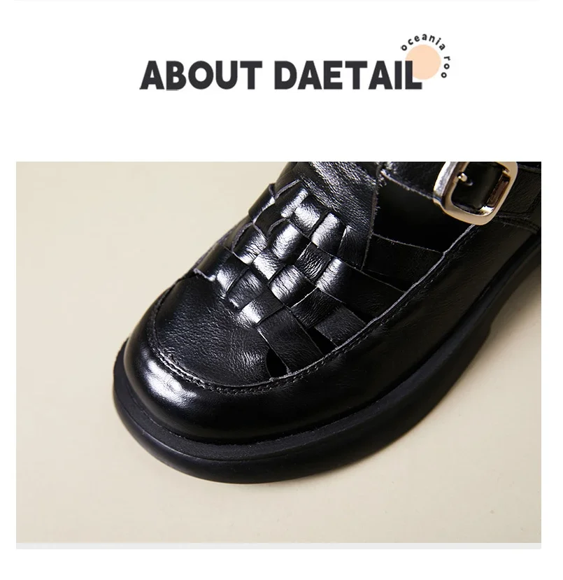 2024 Criss-cross roman sandals women genuine leather summer shoes ladies buckle gladiator soft sandal woman low heel woven flats