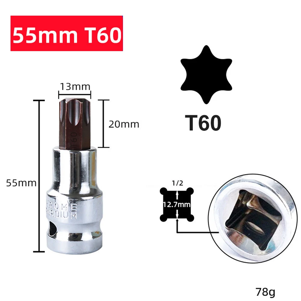 1pc T20-T70 Hex Kopf Schraubendreher Bit Torx Bit Steckdosen 1/2 zoll Steckschlüssel Schlitz Spitze Schraubendreher Bit Hand werkzeuge – Detail 25
