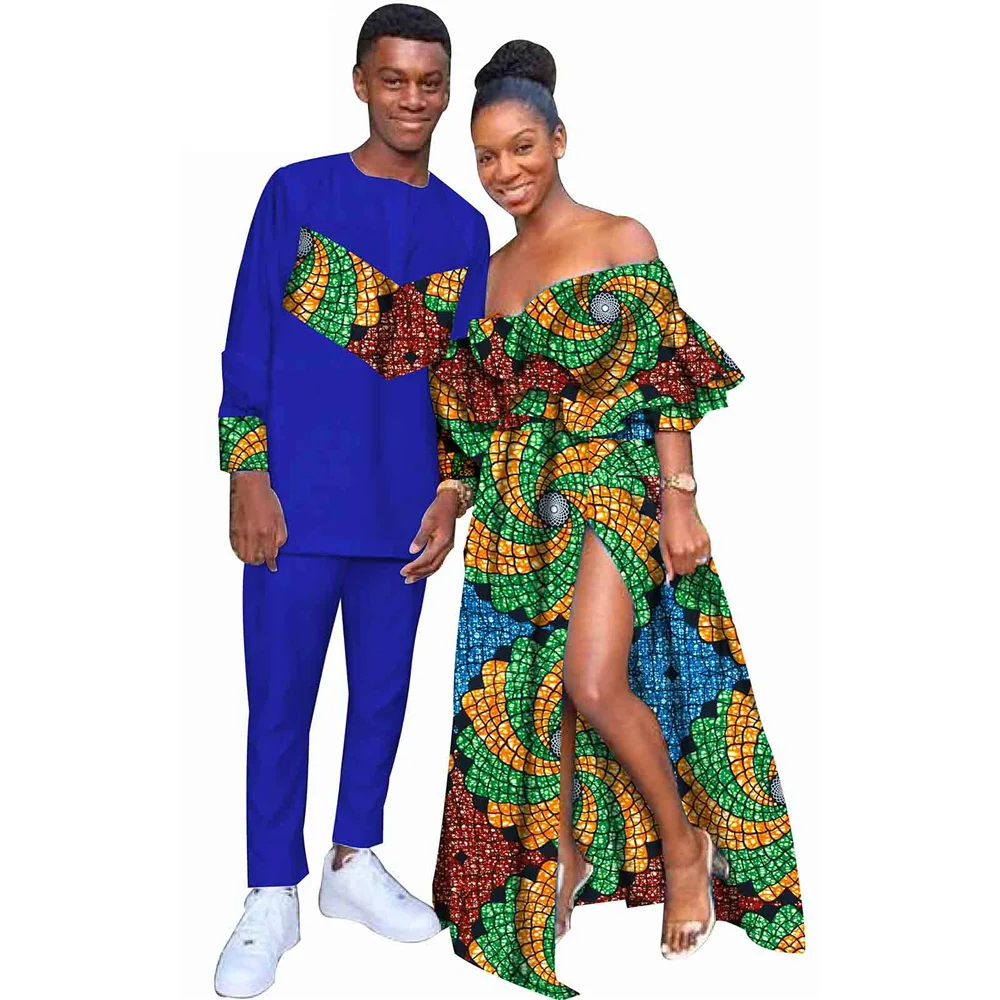 

Designer Dashiki African Lovers Suit Party Clothing Husband and Wife Suit African Clothes for Couple Men and Women 2 Pieces Set