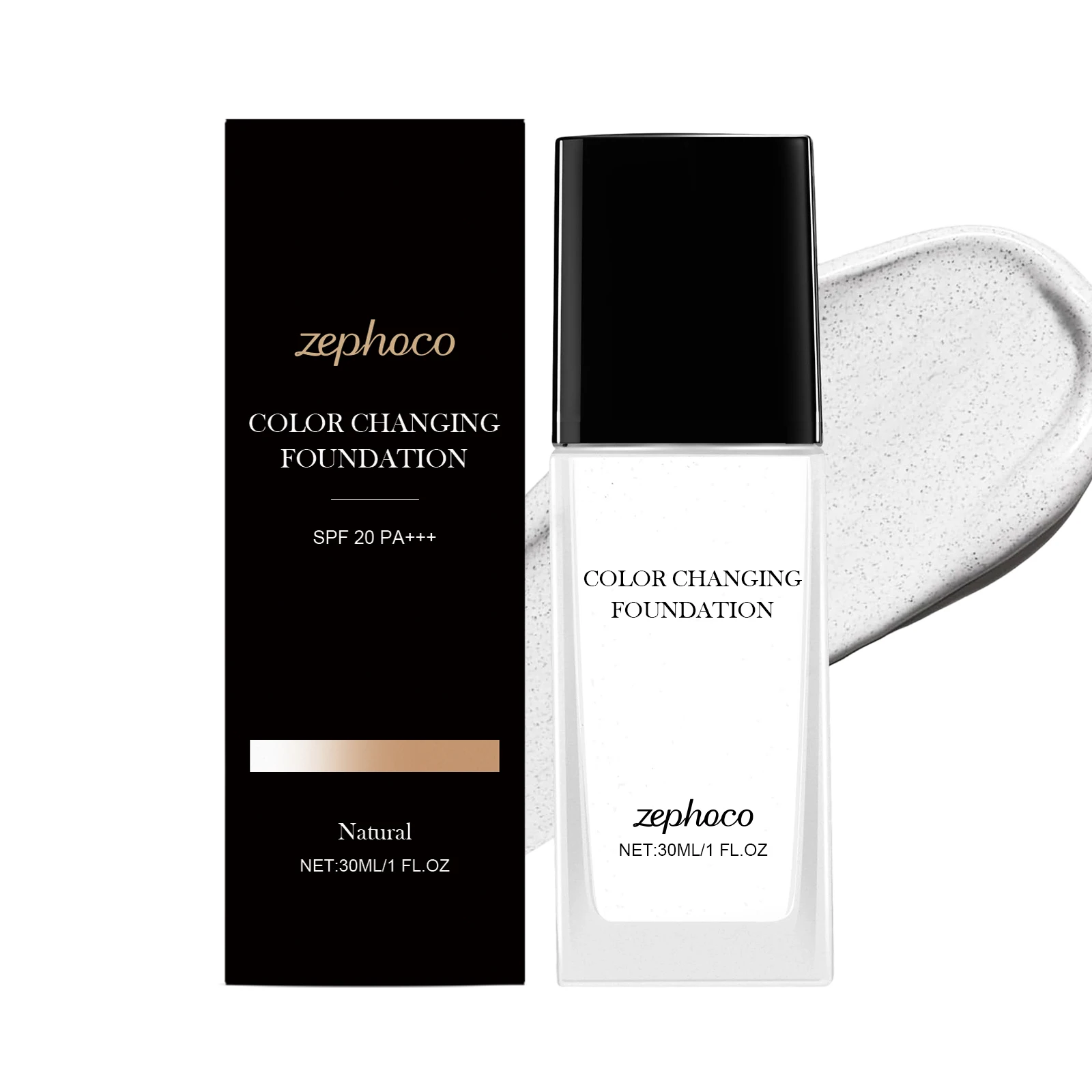 Zephoco Liquid Foundation Flawless Finish High Coverage Base Makeup_voghion.com