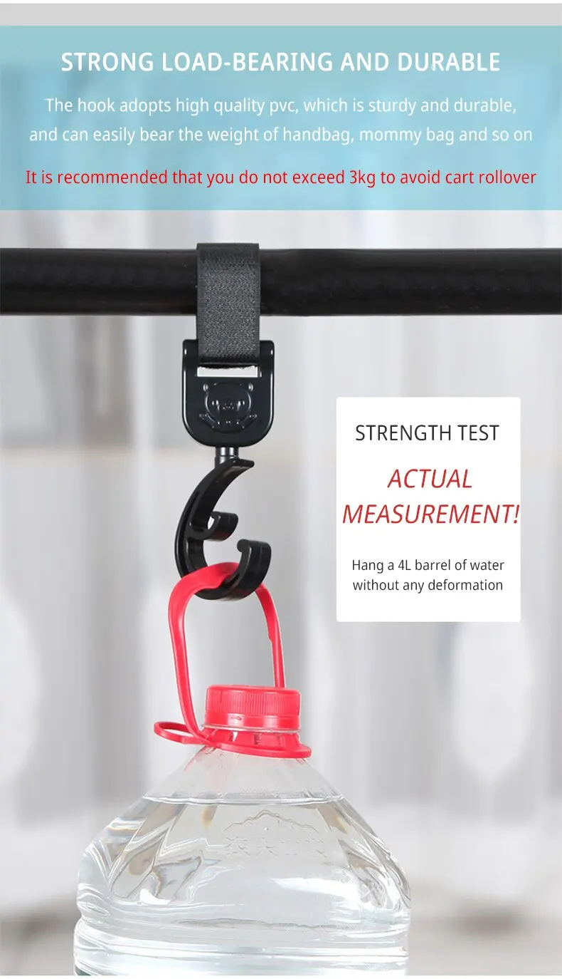 Description Picture 5 of item2 PCS Cartoon Stroller Accessories Degree Large Hook Umbrella Car Hook and Loop Stroller Hook