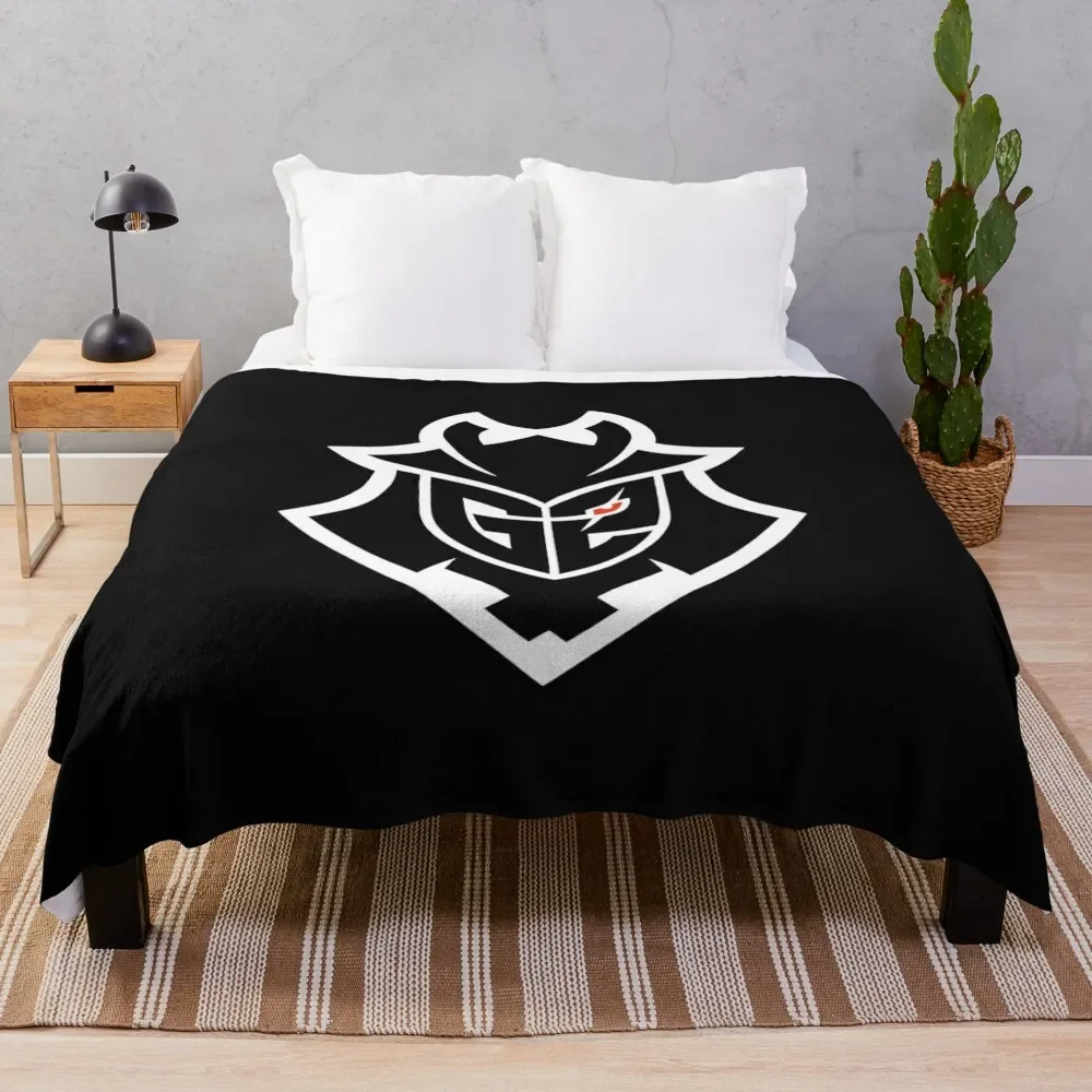 

G2 team logo Throw Blanket Flannel Dorm Room Essentials Furrys Fluffys Large Blankets