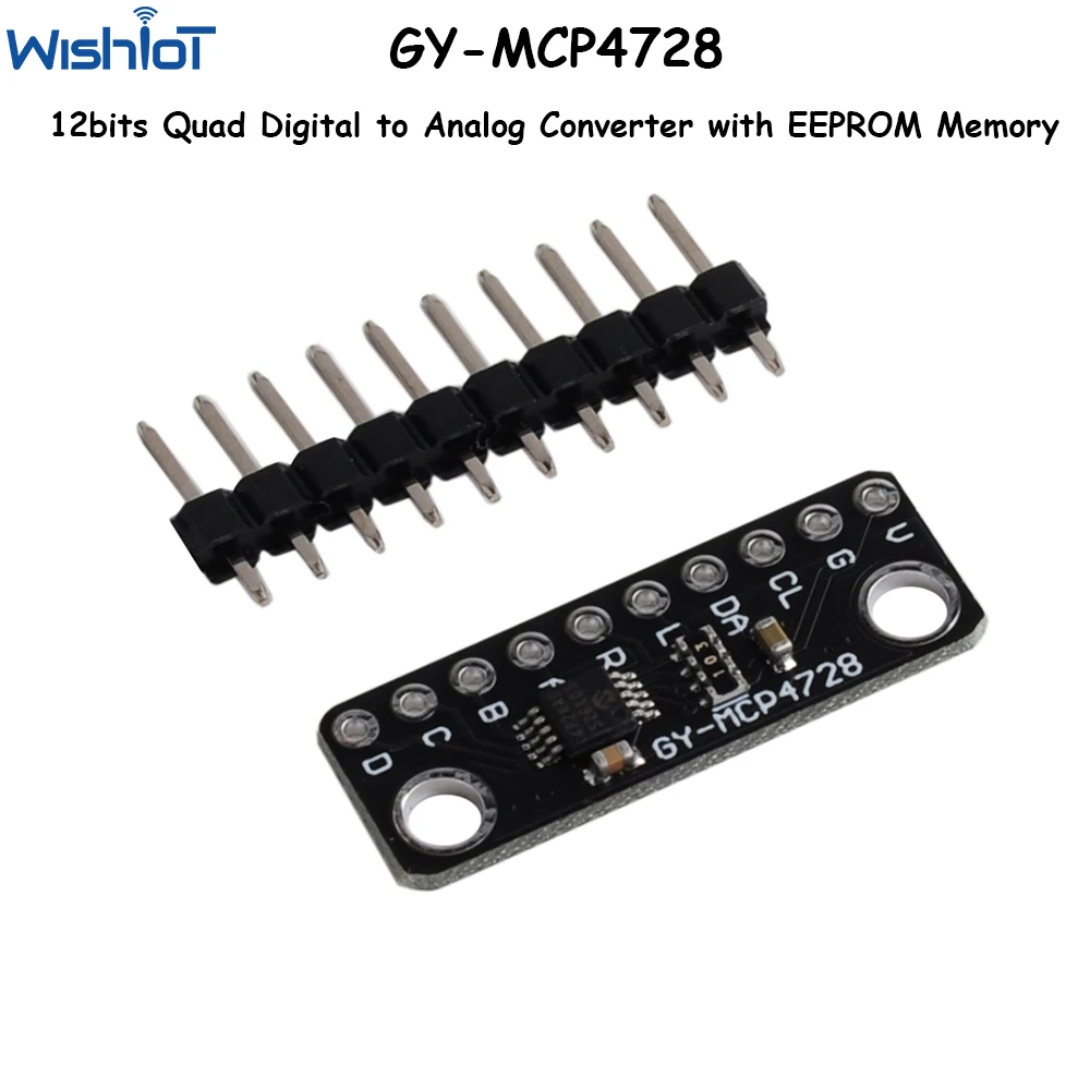 MCP4728 12 Bit Quad Digital to Analog Converter with EEPROM Memory DAC Breakout Sensor Module I2C Interface Low Power GY-MCP4728