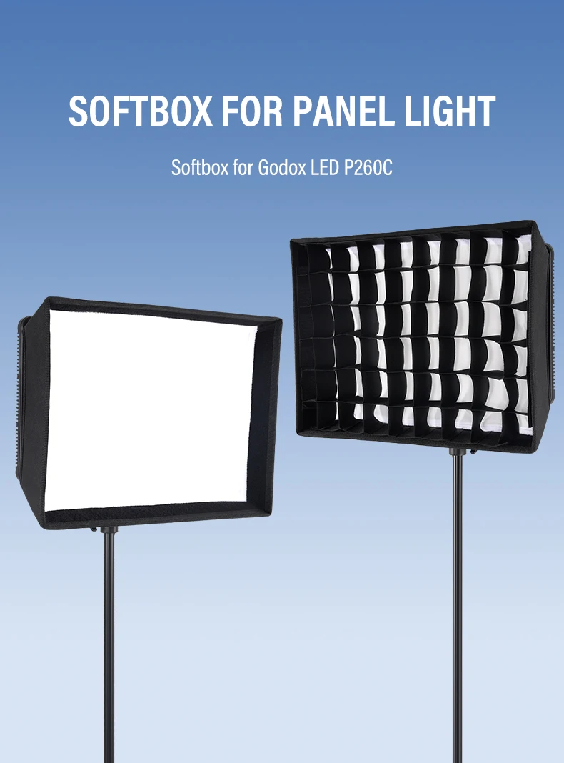 Foldable Softbox for Godox LEDP260C Video Light Portable Softbox Diffuser with H