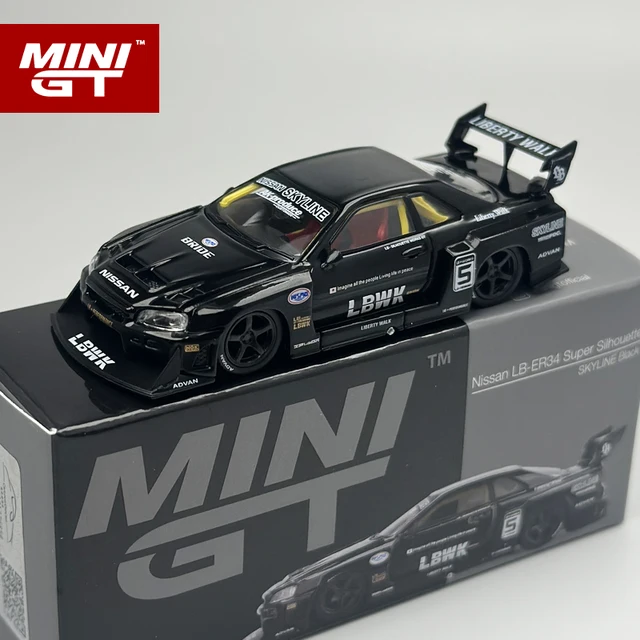 MINI GT Nissan LB-ER34 BLACKTUNER様 Mini GT 1:64 Nissan LB-ER34 Super Silhouette SKYLINE Black LBWK