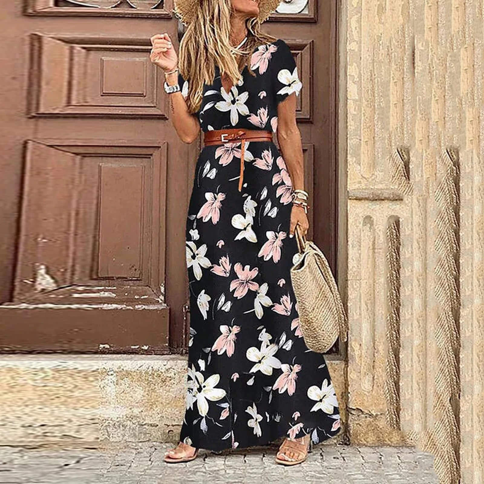 Verscherpen Downtown voeden Lange Jurken Voor Vrouwen Zomer 2022 Korte Mouwen Bloemen Maxi Lange Jurk  Dames Boho Feestavond Casual Dress Plus Size vestidos| | - AliExpress