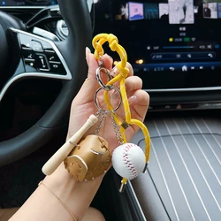 Customized Handmade Baseball Keychain with Rope Tassel - Unique Accessory and Gift (YELLOW)