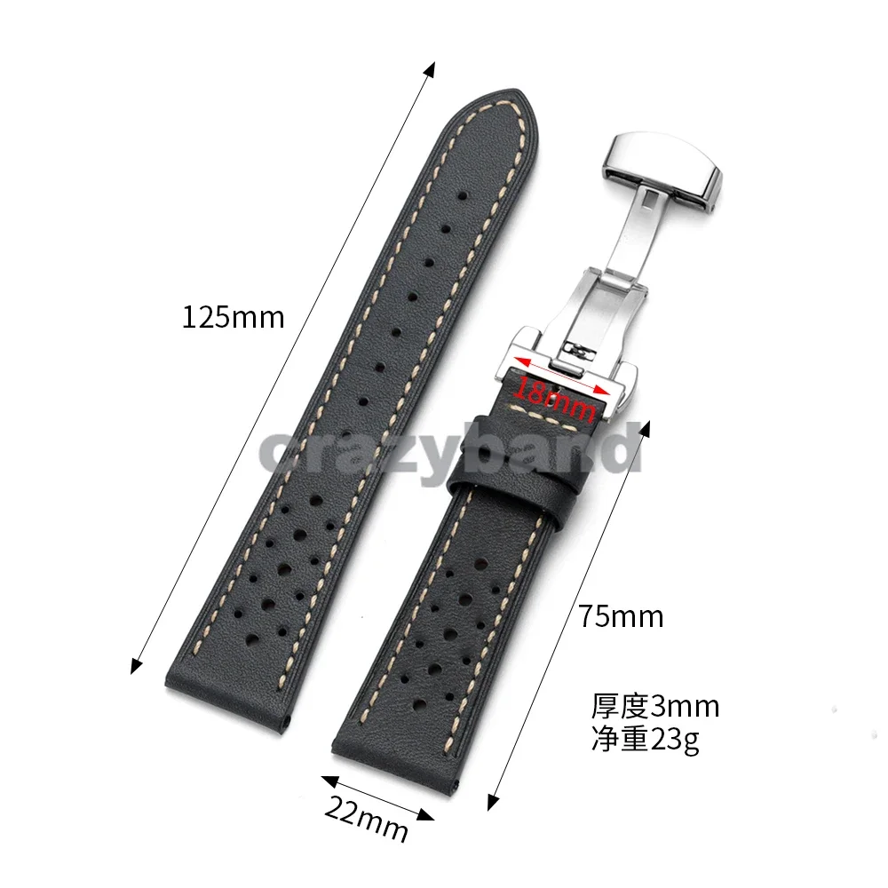 Cowhide Leather Watch Band with Oil Wax Finish and Breathable Design