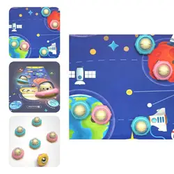 Practical Fun Parent-children Interaction Space Themed Desktop Curling Game Desktop Curling Toy Table Curling Game