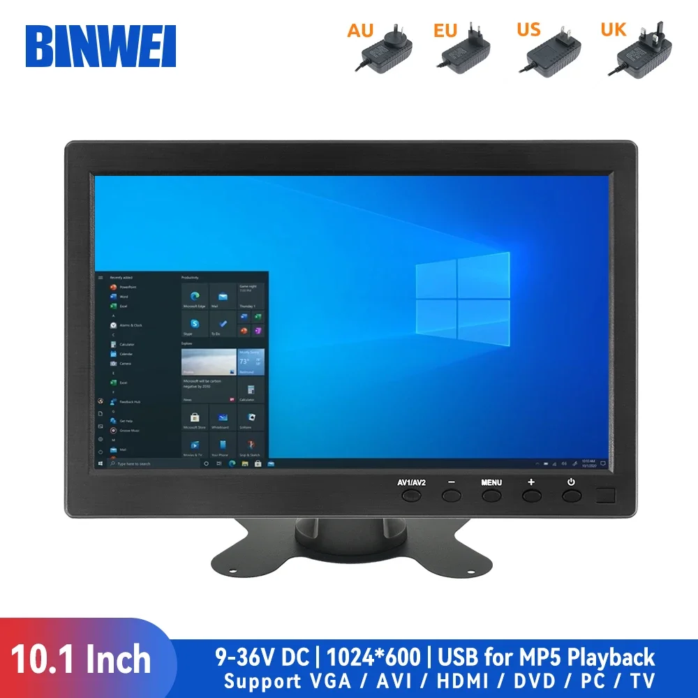 

Монитор Автомобильный BINWEI, 10,1 дюйма, HDMI, VGA, цветной ЖК-экран