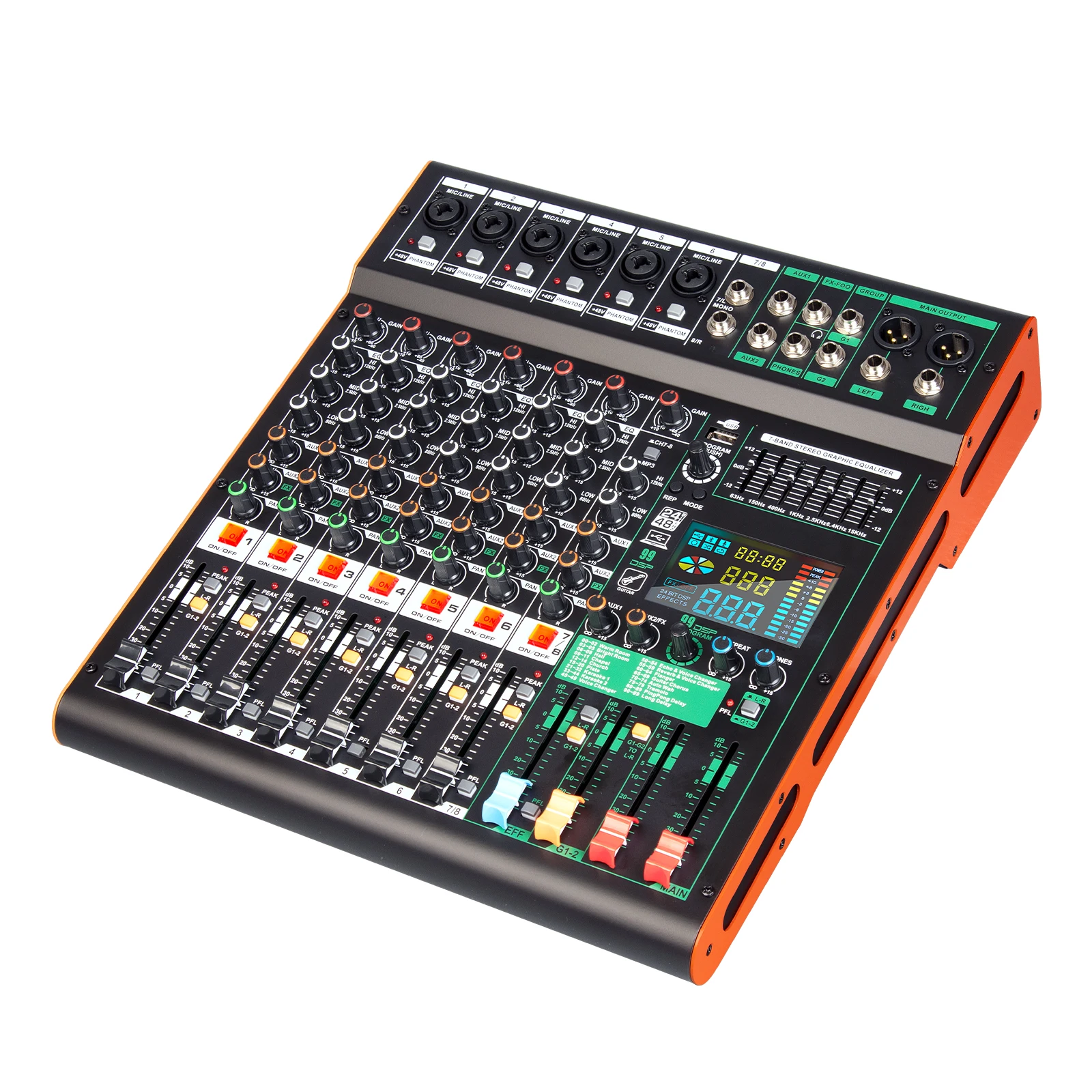 Professional 8-Channel Stereo Music Console Club Application Audio Interface Mixer For Music Mixing Console