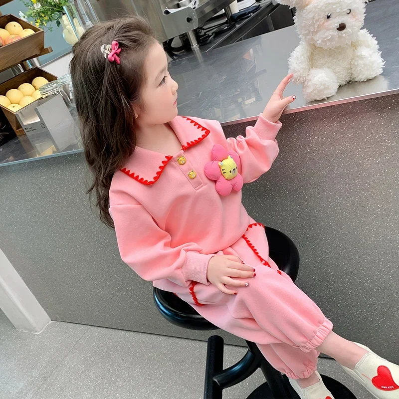 

Baby Girls Clothing Sets Autumn Children T Shirt Pants 2 Pcs Suit Casual Sportswear Cartoon Tiger Floral Kids Clothes Outfits