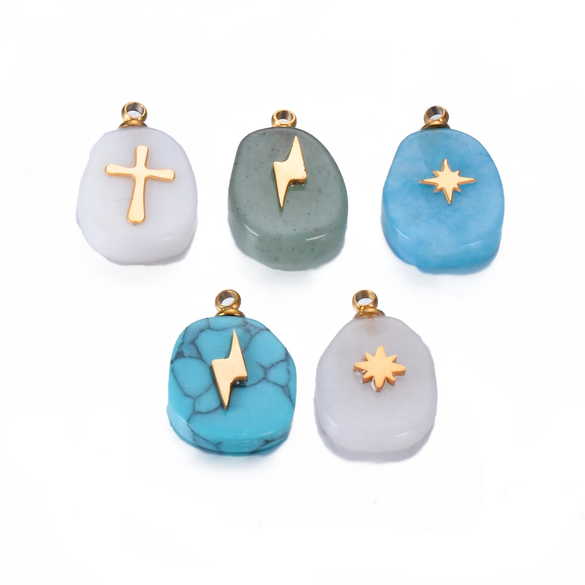 

5Pcs DIY Earrings Necklace Pendant Natural Stone Turquoise Accessories Wholesale Hypoallergenic Fashion Jewelry Supplies