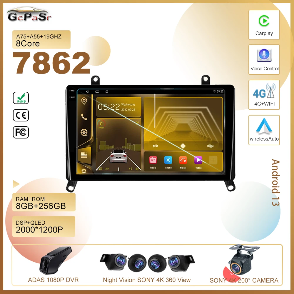 

Android car radio For Toyota Hiace H300 VI 6 GranAce I 1 2019 - 2022 Auto Stereo Multimedia Player GPS 5G wifi Navigation 2din