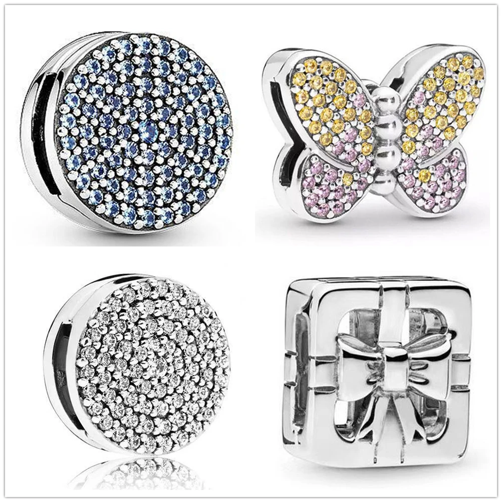 S925 Silver Reflections Clip Beads Charms Round Crystal Crown