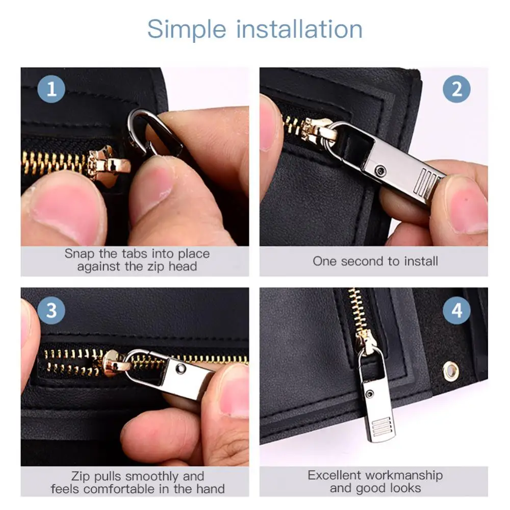 Zipper heads Zipper accessories 1/2/3/4/5/6/7/8Pcs Tool-free Removable Zipper Head Luggage Bag Schoolbag Coat Clothes Boots Metal Zipper Easy Instal Head