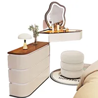 Commode pour petit appartement, chambre à coucher, coffre de rangement moderne et Simple, Table de maquillage intégrée en bois massif de Style crème minimaliste 5