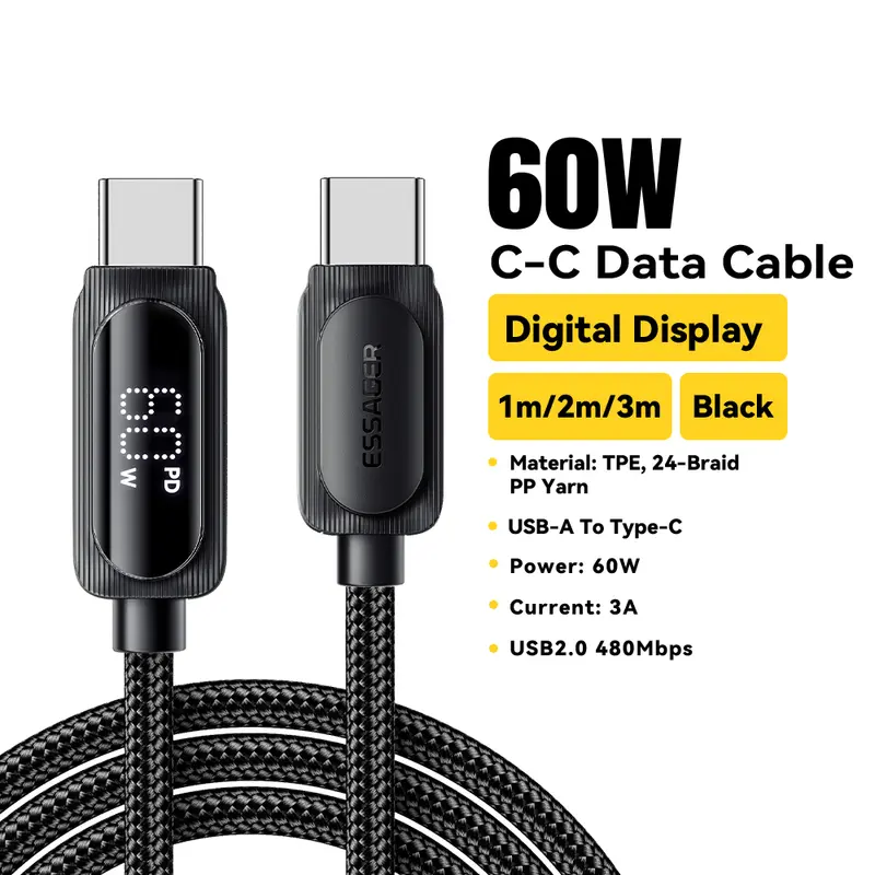 Essager USB Type C To USB C Cable 100W 5A PD Fast Charging Wire Cord For Macbook Xiaomi Samsung Type-C Digital Display Cable 3Ｍ - Image 8