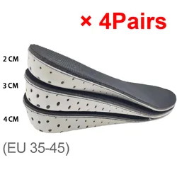 Breathable Memory Foam Heel Lift Insoles: Unisex Height Boosting Inserts - H 4 cm (4Pairs-Full pad)