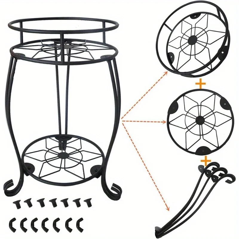 19 inch Plant Stand 2 Tier Metal Potted Holder Rack Flower Pot Shelf Rustproof