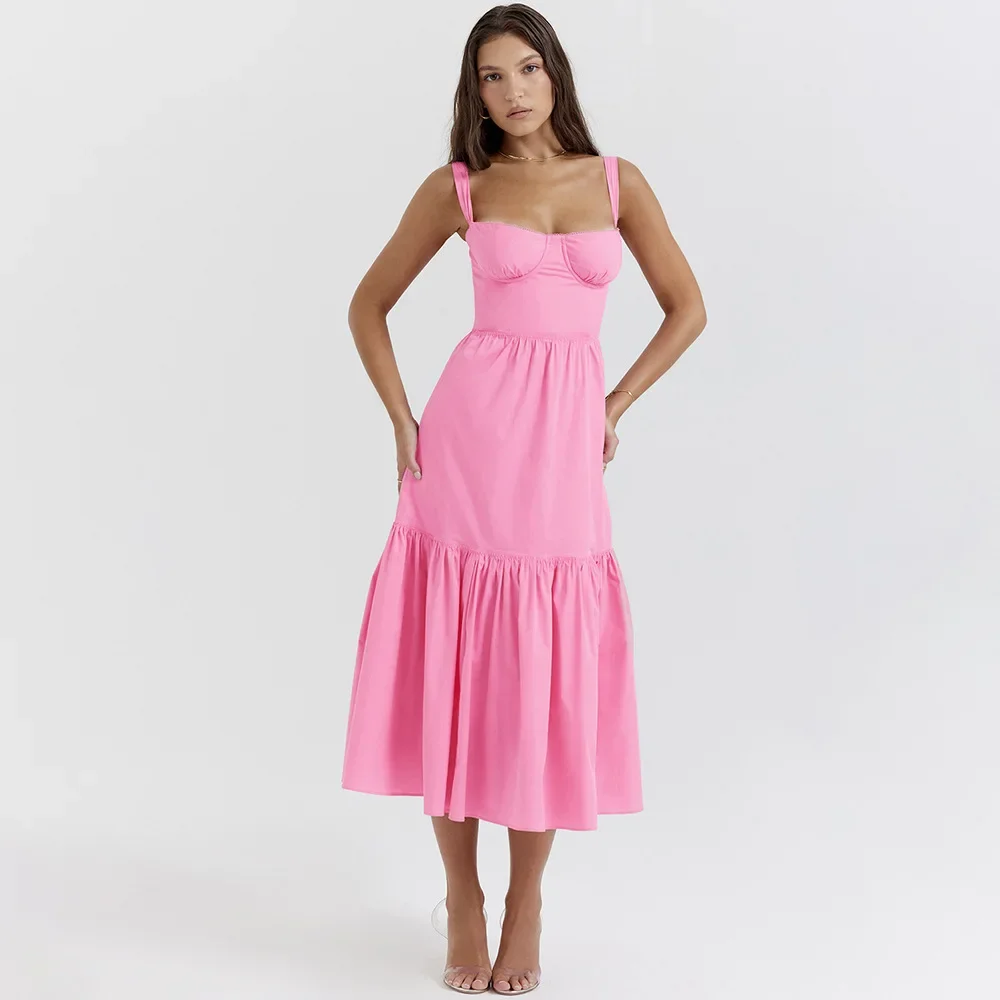 

Summer Slip Dress Spaghetti Strap Maxi Party Dresses Casual Floral Print Slim Go Out Holiday Dress Cute New In Dress LM066