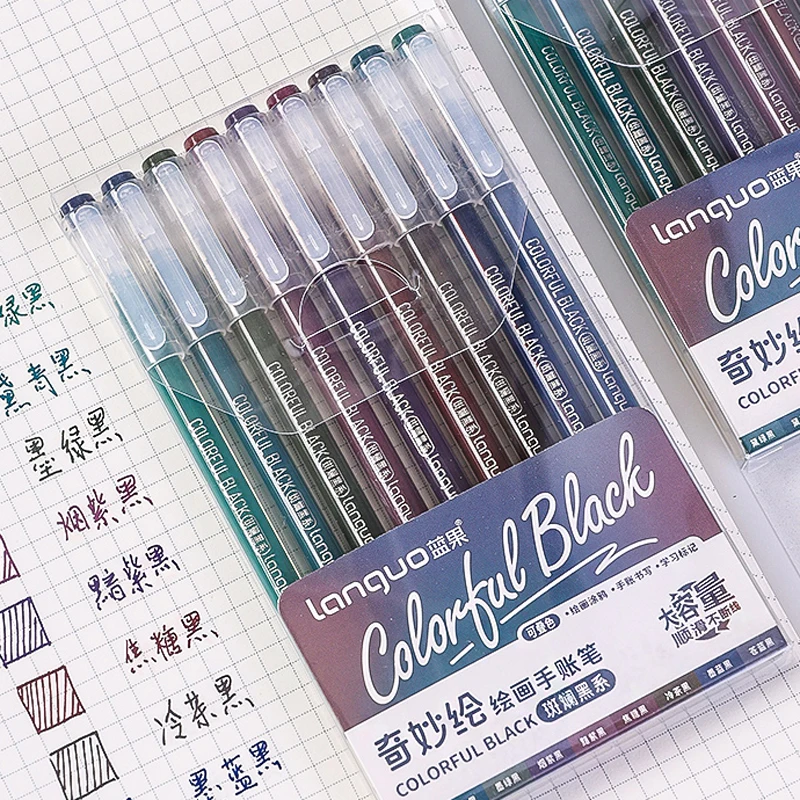 9 Colors/Set Multi-Color Neutral Gel Pen Large-Capacity 0.5mm Colored Handbook Pens Student Writing Painting Drawing Stationery