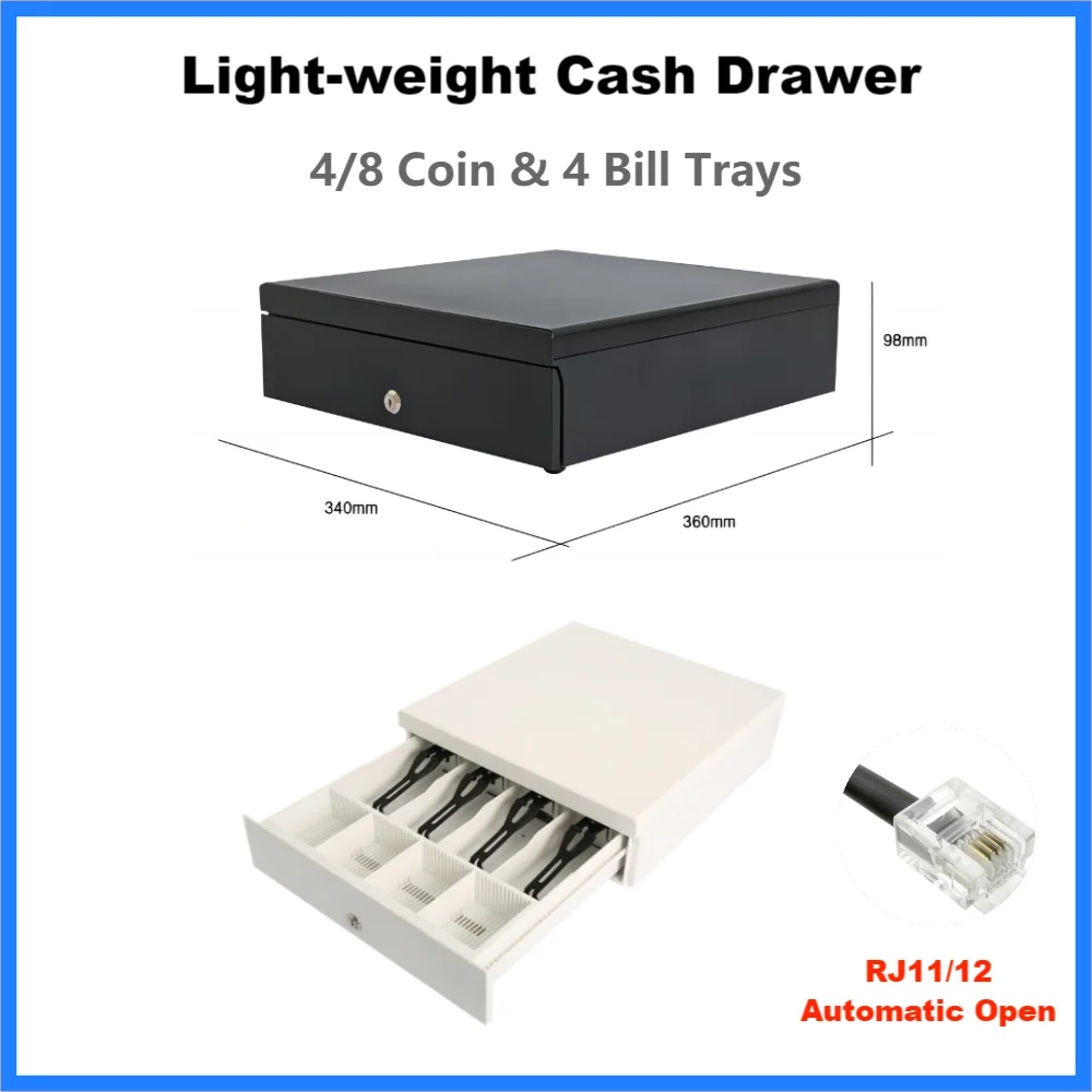 LightWeightSteelCashDrawerRJ11RJ12CashBoxwithCoinTrayBill