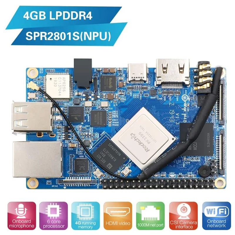   4B   + Ȯ  Rockchip RK3399 4GB + 16GB EMMC, NPU SPR2801S, ȵ̵ 