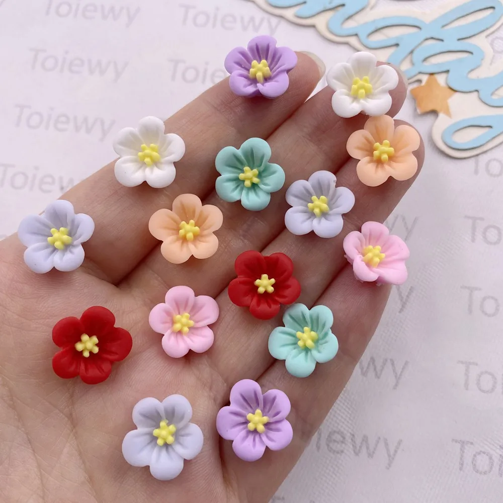50 Colorful 14mm Resin Morning Glory Flower Gems