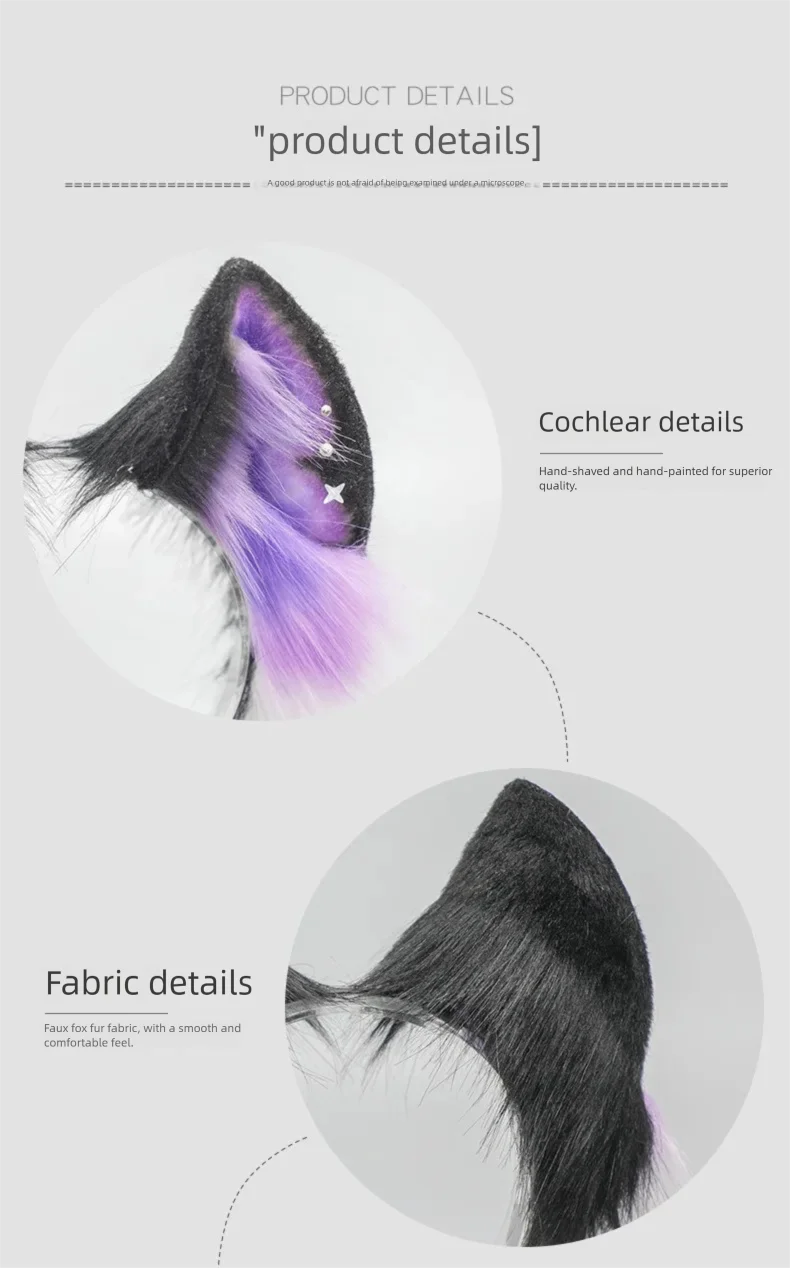 Dark Series Fuchs Ohr Stirnband Lila Stern Plüsch Tierohren Kopfbedeckung Y2K Stil Cosplay Requisiten Mode Haarschmuck Frauen Mädchen – Detail 3