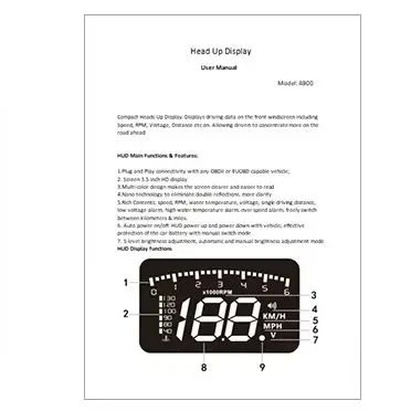 A900 OBD2 HUD 자동차 헤드업 디스플레이 속도계 앞유리 프로젝터 RPM 수온 과속 경보 자동차 전자 액세서리